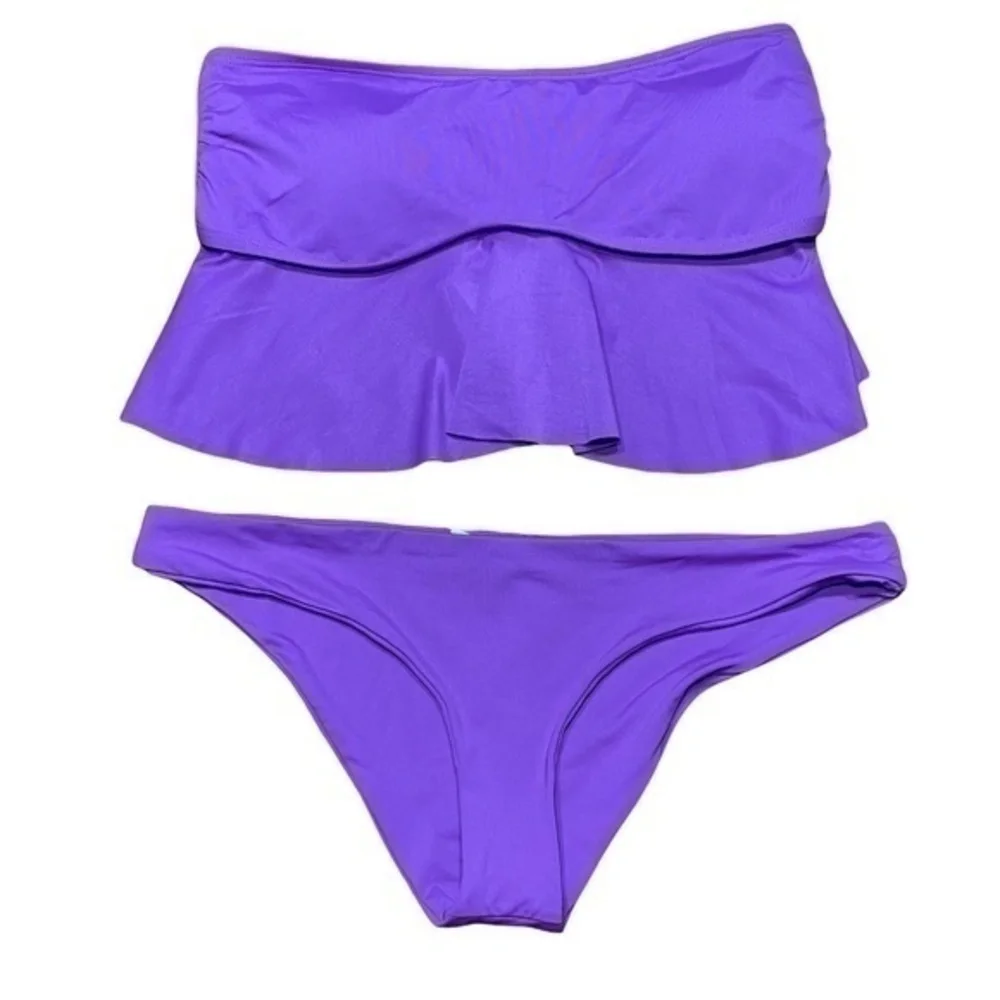 L*Space By Monica Wise Women 2 Piece Bikini Bathing Suit Strapless L NWT